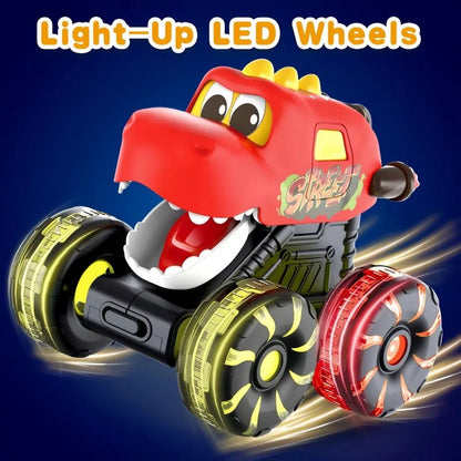 Children Press Inertial Lights Dinosaur Cars Toys Monster Cars Glow Inertial Sliding Holiday Gifts