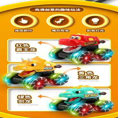 Children Press Inertial Lights Dinosaur Cars Toys Monster Cars Glow Inertial Sliding Holiday Gifts
