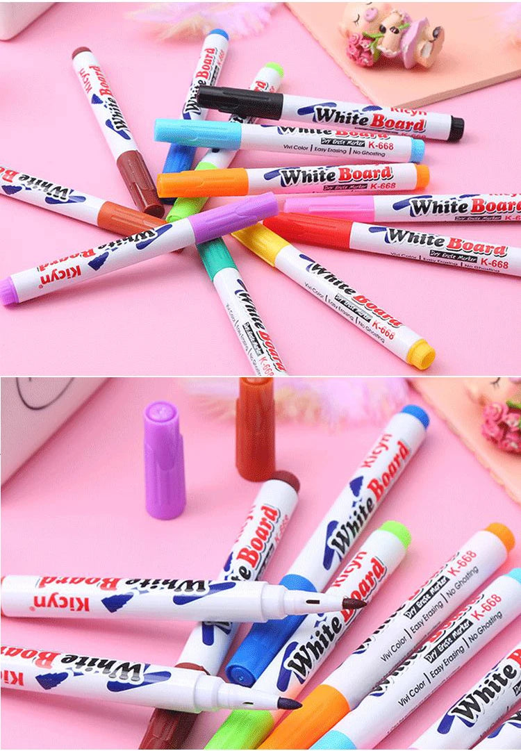 8/12Colors Magical Painting Floating Whiteboard Makers Pen Water Color Floating Pen Children's Early Education Toy Art Supplies