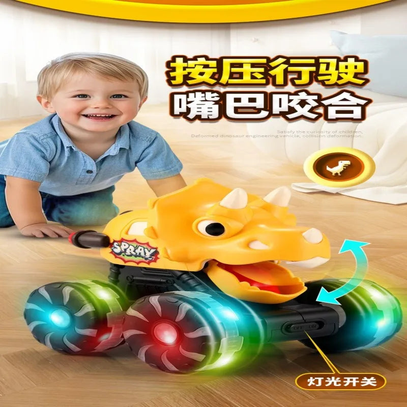 Children Press Inertial Lights Dinosaur Cars Toys Monster Cars Glow Inertial Sliding Holiday Gifts