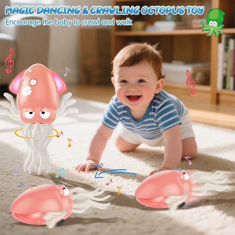 2025 New Electric Dancing Squid Toys Crawling Dancing Automatic Obstacle Avoidance Octopus Sensor Toy With LED Lights & Music