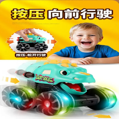 Children Press Inertial Lights Dinosaur Cars Toys Monster Cars Glow Inertial Sliding Holiday Gifts