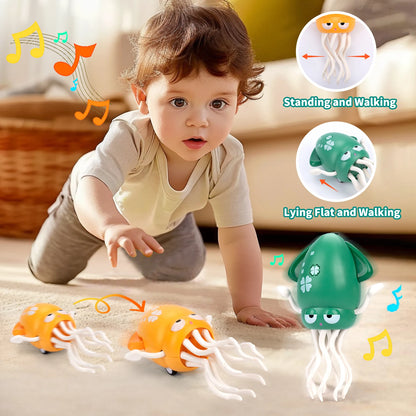 2025 New Electric Dancing Squid Toys Crawling Dancing Automatic Obstacle Avoidance Octopus Sensor Toy With LED Lights & Music