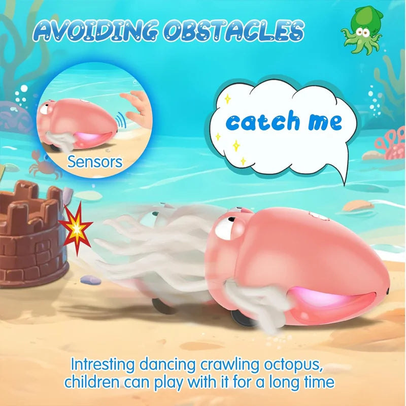 2025 New Electric Dancing Squid Toys Crawling Dancing Automatic Obstacle Avoidance Octopus Sensor Toy With LED Lights & Music