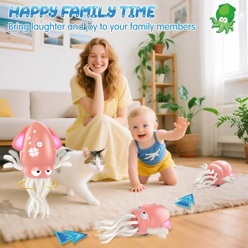 2025 New Electric Dancing Squid Toys Crawling Dancing Automatic Obstacle Avoidance Octopus Sensor Toy With LED Lights & Music