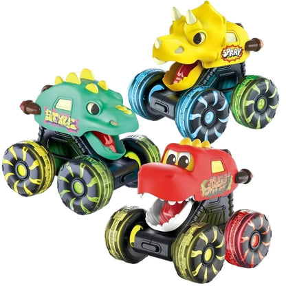 Children Press Inertial Lights Dinosaur Cars Toys Monster Cars Glow Inertial Sliding Holiday Gifts