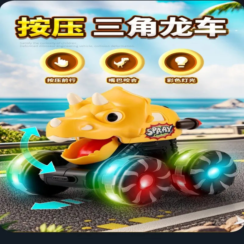 Children Press Inertial Lights Dinosaur Cars Toys Monster Cars Glow Inertial Sliding Holiday Gifts