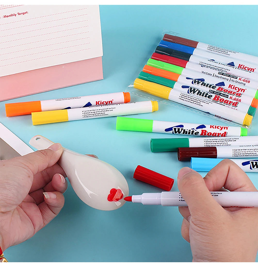 8/12Colors Magical Painting Floating Whiteboard Makers Pen Water Color Floating Pen Children's Early Education Toy Art Supplies