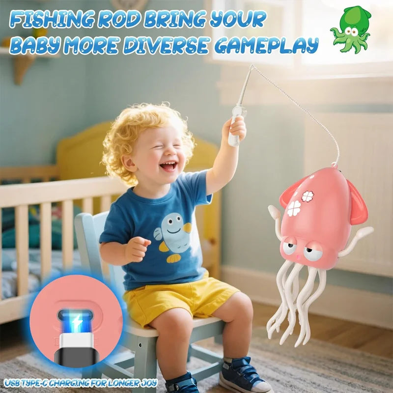 2025 New Electric Dancing Squid Toys Crawling Dancing Automatic Obstacle Avoidance Octopus Sensor Toy With LED Lights & Music