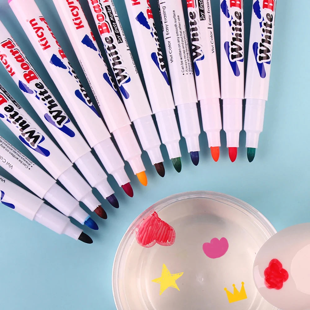 8/12Colors Magical Painting Floating Whiteboard Makers Pen Water Color Floating Pen Children's Early Education Toy Art Supplies