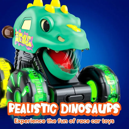 Children Press Inertial Lights Dinosaur Cars Toys Monster Cars Glow Inertial Sliding Holiday Gifts