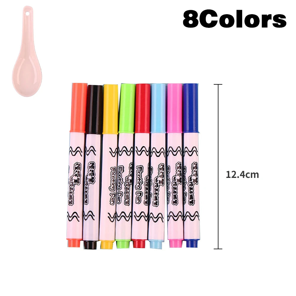 8/12Colors Magical Painting Floating Whiteboard Makers Pen Water Color Floating Pen Children's Early Education Toy Art Supplies