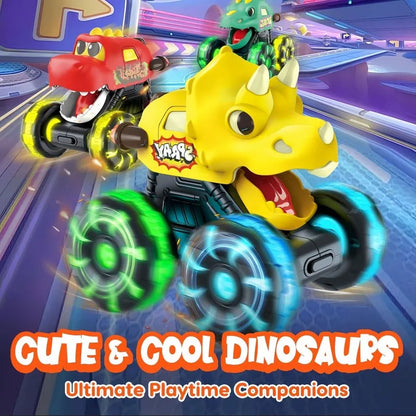 Children Press Inertial Lights Dinosaur Cars Toys Monster Cars Glow Inertial Sliding Holiday Gifts
