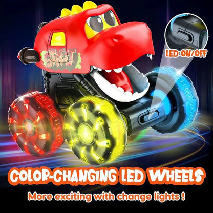Children Press Inertial Lights Dinosaur Cars Toys Monster Cars Glow Inertial Sliding Holiday Gifts