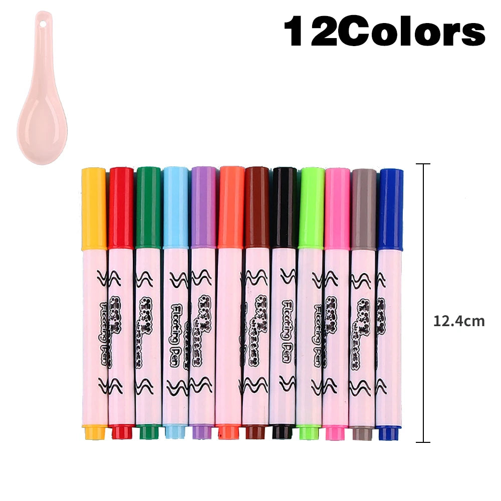8/12Colors Magical Painting Floating Whiteboard Makers Pen Water Color Floating Pen Children's Early Education Toy Art Supplies