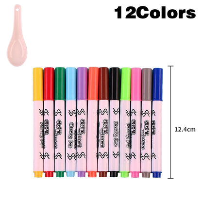 8/12Colors Magical Painting Floating Whiteboard Makers Pen Water Color Floating Pen Children's Early Education Toy Art Supplies