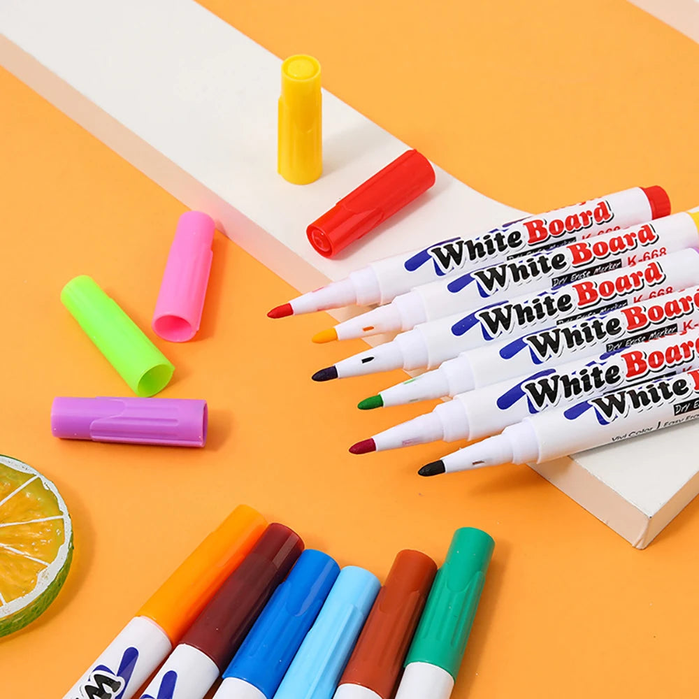 8/12Colors Magical Painting Floating Whiteboard Makers Pen Water Color Floating Pen Children's Early Education Toy Art Supplies