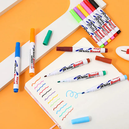 8/12Colors Magical Painting Floating Whiteboard Makers Pen Water Color Floating Pen Children's Early Education Toy Art Supplies