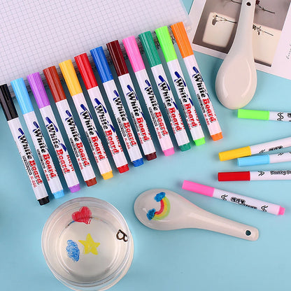 8/12Colors Magical Painting Floating Whiteboard Makers Pen Water Color Floating Pen Children's Early Education Toy Art Supplies