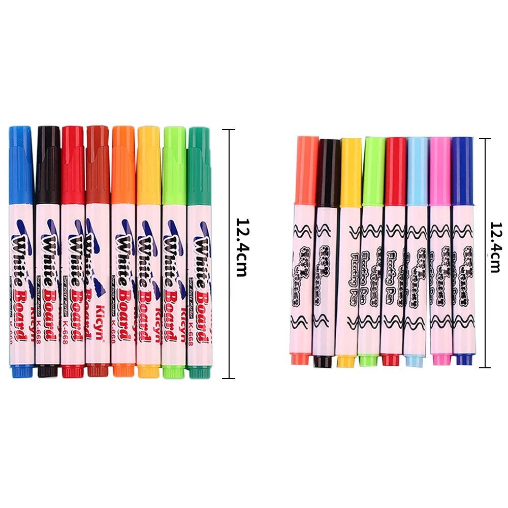 8/12Colors Magical Painting Floating Whiteboard Makers Pen Water Color Floating Pen Children's Early Education Toy Art Supplies
