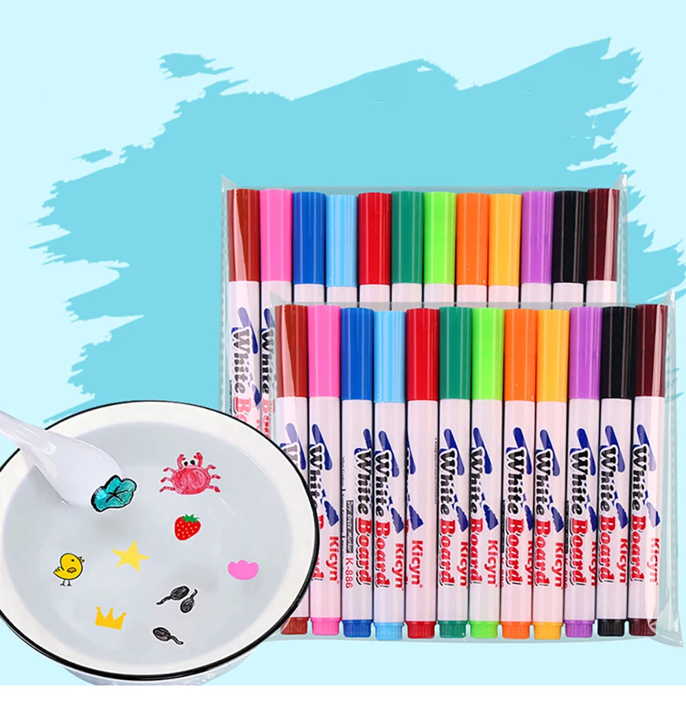 8/12Colors Magical Painting Floating Whiteboard Makers Pen Water Color Floating Pen Children's Early Education Toy Art Supplies