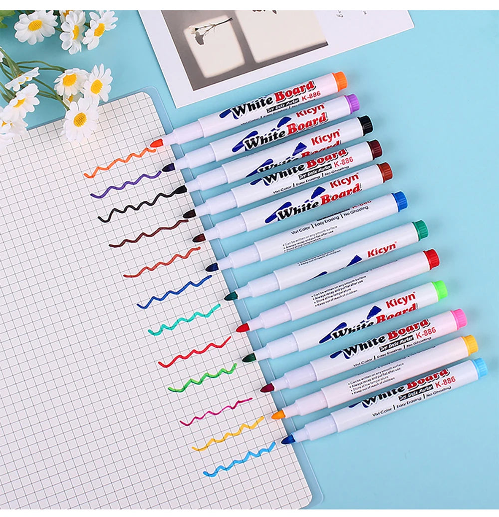 8/12Colors Magical Painting Floating Whiteboard Makers Pen Water Color Floating Pen Children's Early Education Toy Art Supplies